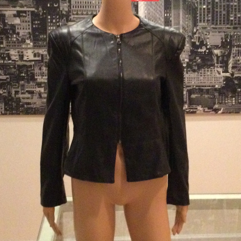 Faux leather peplum jacket